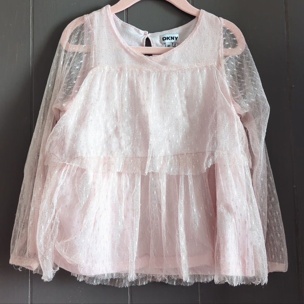 DKNY Light Pink Sheer Layered Blouse